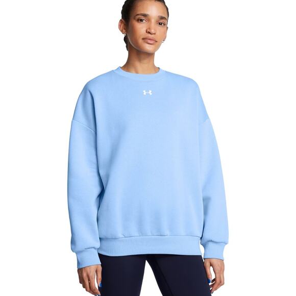 Under Armour Women's Rival Fleece Oversized Crew Sweatshirt Horizon Blue XS - Picture 1 of 5